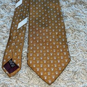 SALVATORE FERRAGAMO Orange/Brown Silk Men’s Tie. Made In Italy